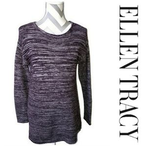 ELLEN TRACY womens size medium long sleeved heather purple scoop neck top